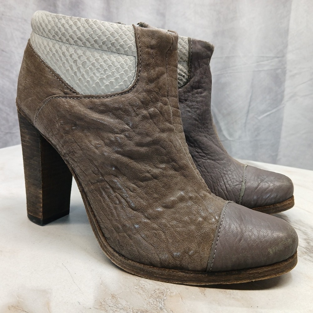 Ksubi Chunky High Heel Leather Zip Up Ankle Boots Women's Size 40